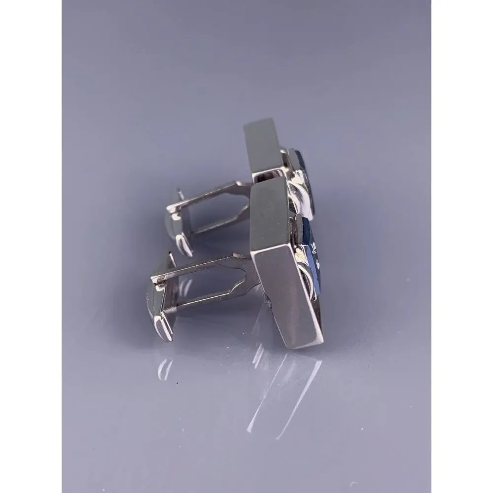 Trojan Gladiator Warrior Cufflinks Silver Tone Intaglio Hematite Gray Vintage